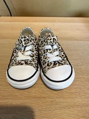 Converse Kids Leopard Print Canvas Sneakers - Beige/Black